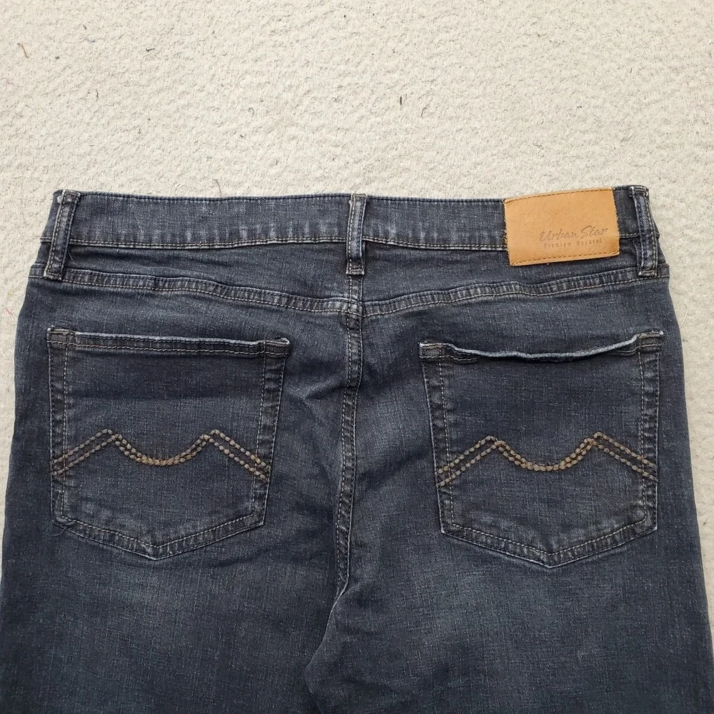 Urban Star Jeans Mens 34x30 Blue Premium Denim Stretch Flat Front Straight Leg